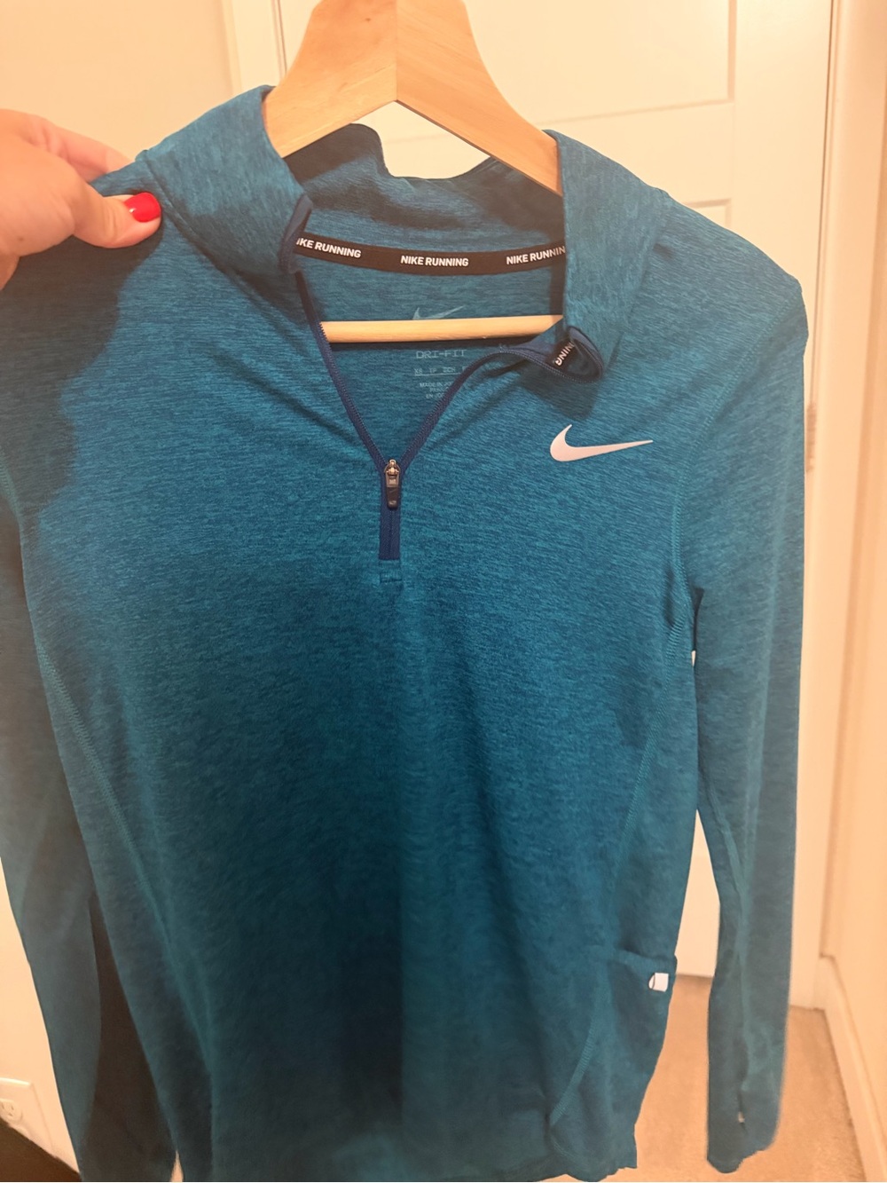 Nike Teal Blue Dri-FIT Quarter-Zip Running Hoodie - worn a few times only